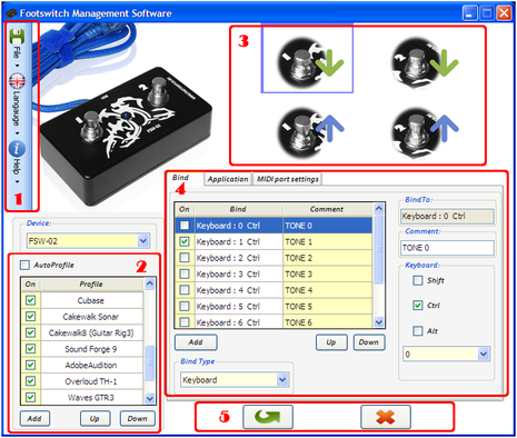 Footswitch Management Software Interface