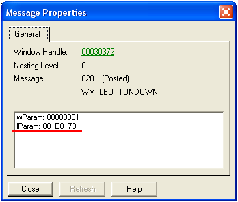 Message properties window