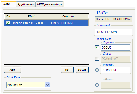 Fill the fields Mouse Btn command settings