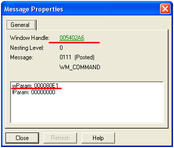 Message Properties window