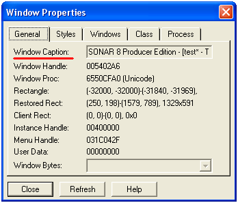 Get windows caption parameter